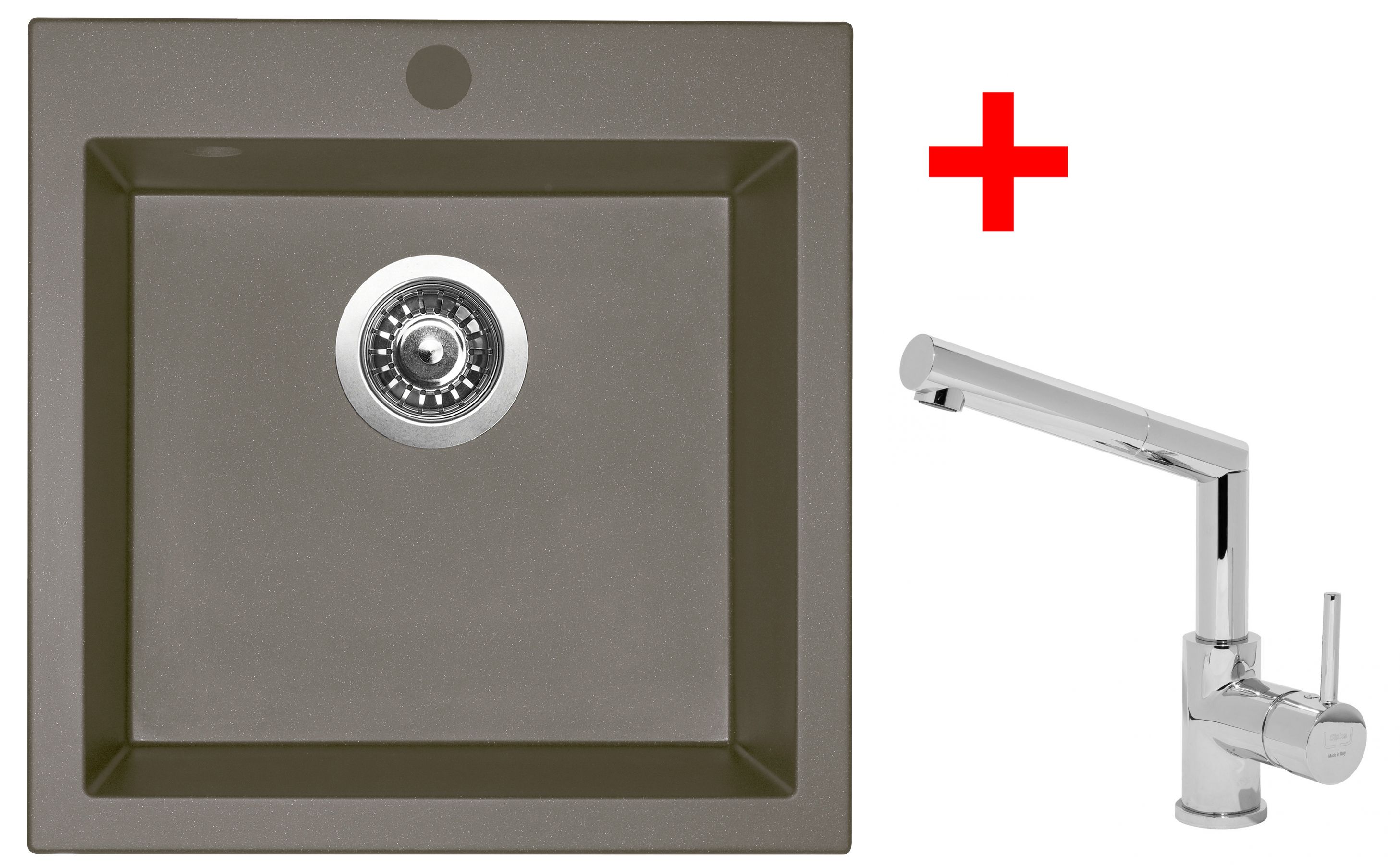 Sinks VIVA 455 set + baterie MIX 350 P chrom - komplet, barva:Šedobéžovábarva:Chrom