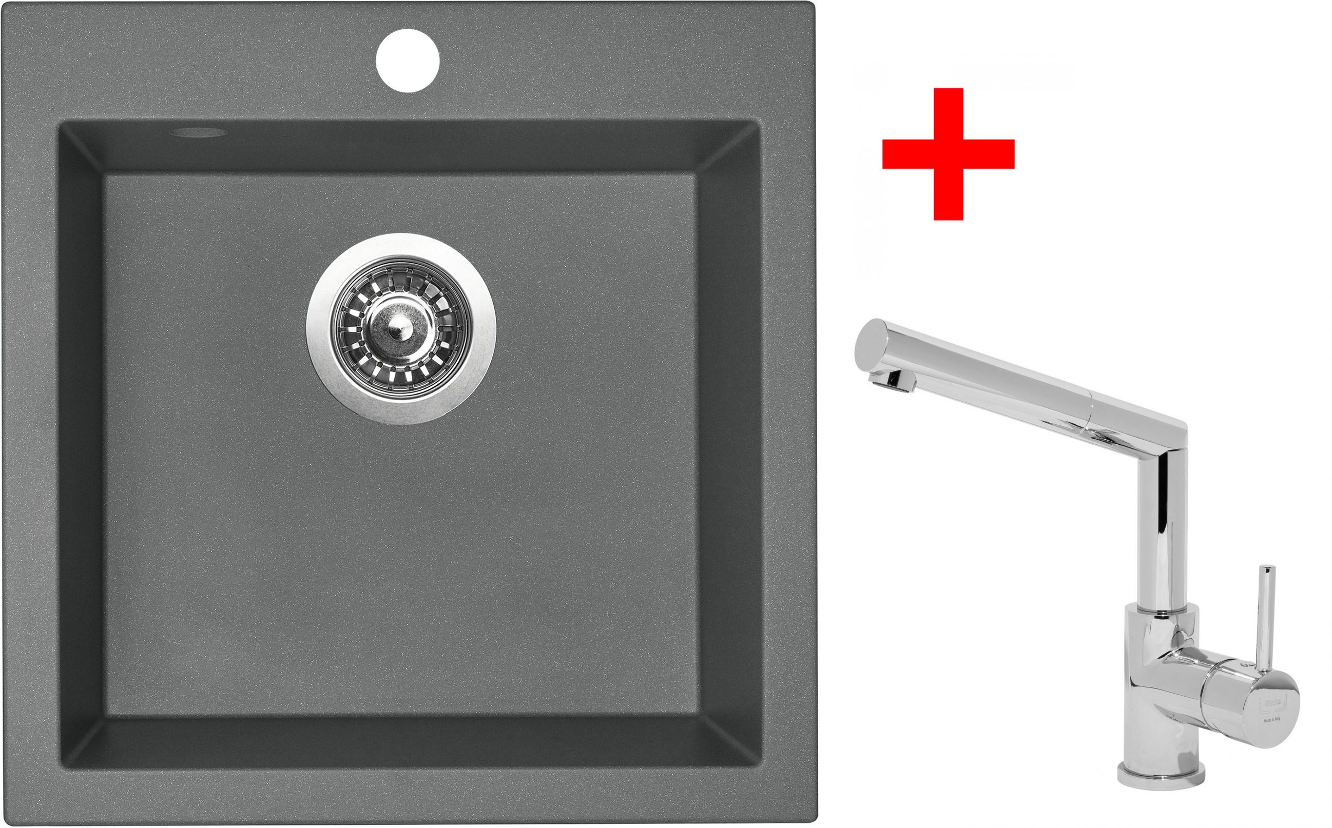 Sinks VIVA 455 set + baterie MIX 350 P chrom - komplet, barva:Metalická šedábarva:Chrom