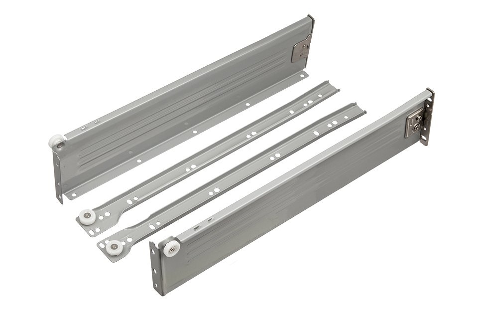 Kolečkový výsuv s bočnicí 150/450mm šedý