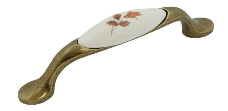 Úchytka Monika porcelánová bronz/barevný motiv 96 mm, barva:Hnědá