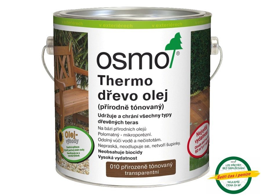 OSMO terasový olej 0,75l thermo dřevo olej 010, objem:2,5l
