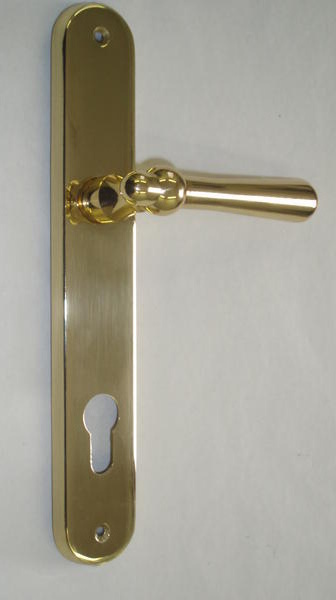 Casual štítové dveřní kování s pružinou klika/klika lesklá mosaz, rozteč:dosický klíč 90 mm