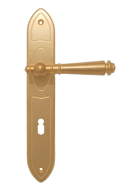 Tradition štítové dveřní kování s pružinou klika/klika surová mosaz, rozteč:vložka FAB 92 mm