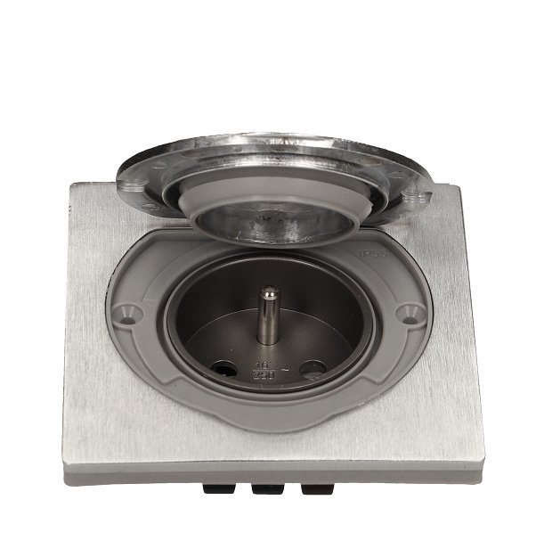 ORNO zásuvka elektro exteriérová zápustná- 1x zásuvka s ochranou IP55 nerez