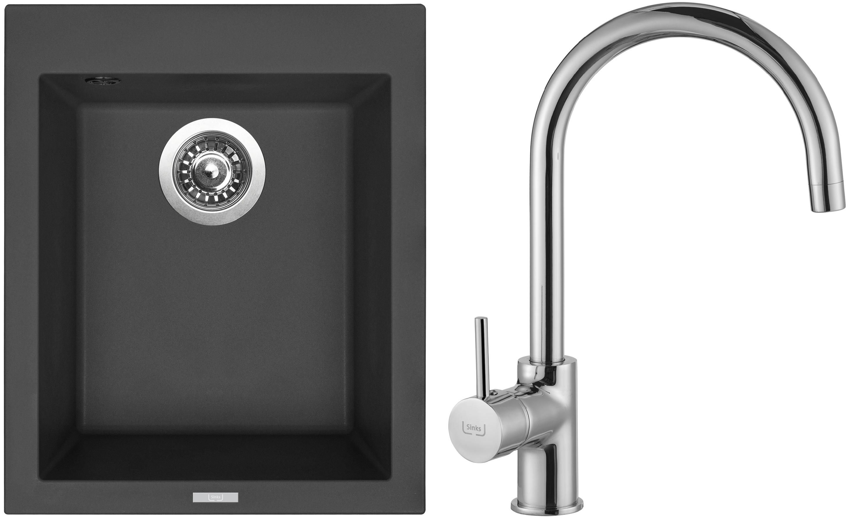 Sinks CUBE 410 akční set  pureblack + VITALIA chrom