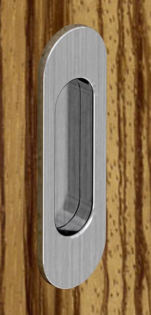 úchytka mušle oválná pro posuvné dveře 125 x 33 mm nikl kartáčovaný - 2 ks, Barva:chrom 