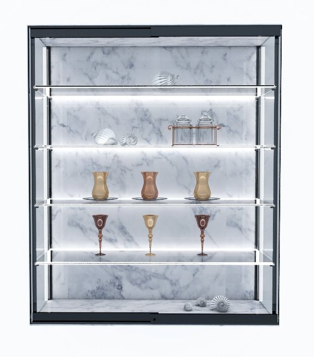 Virtus -  sada na posuvná skla do vitrín s možností uzamčení 1 m černá mat