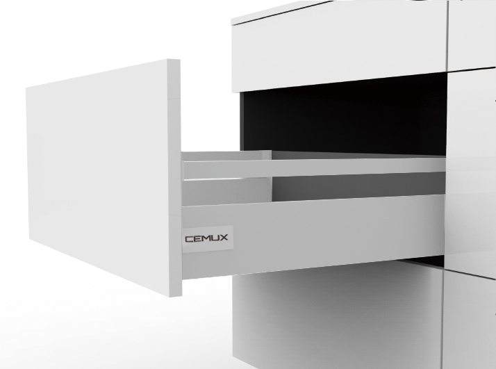 Cemux A Box zásuvka bílá H135/350 mm s relingem, Délka:550 mm