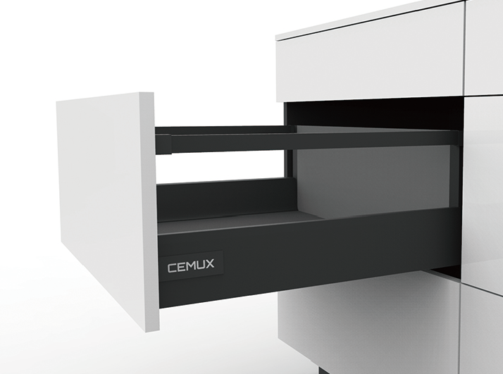 Cemux A Box zásuvka antracit H199/500 mm s relingem, Délka:550 mm