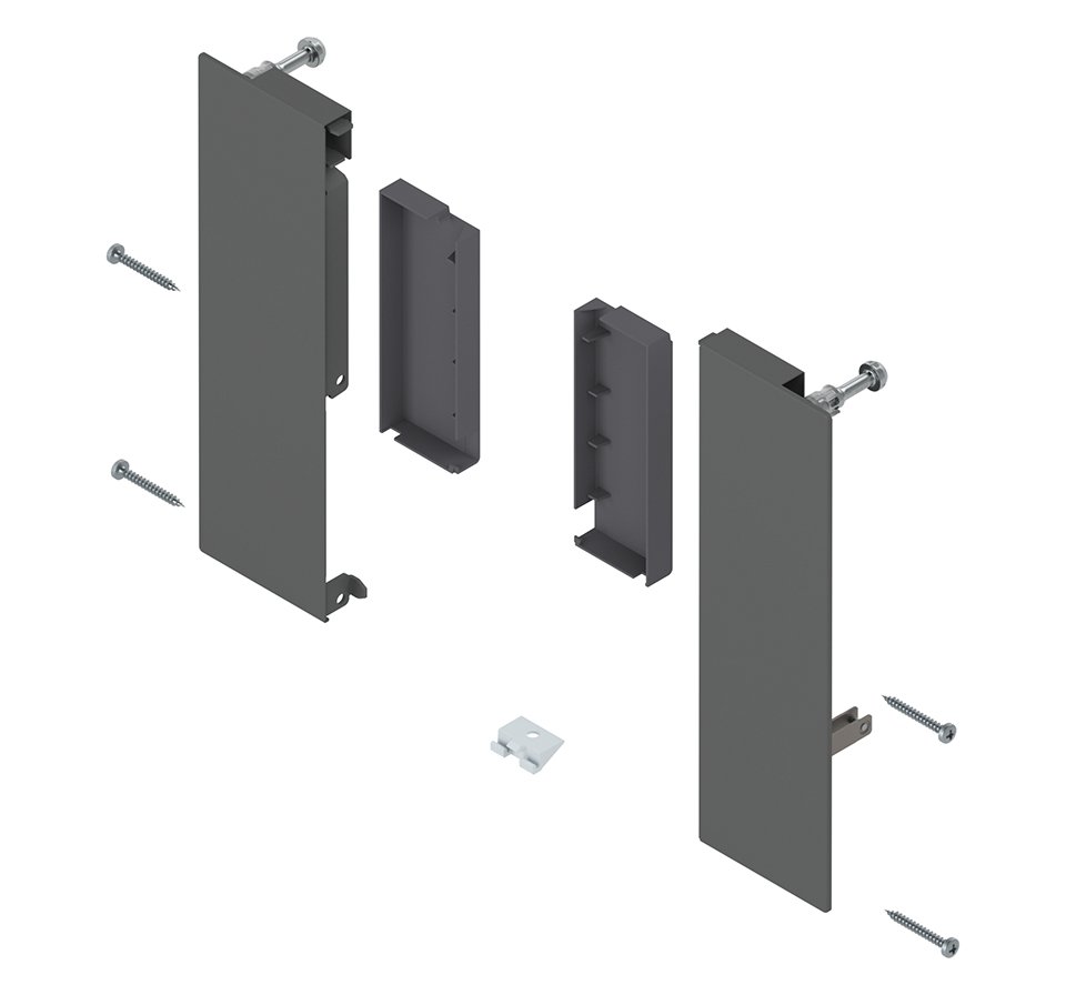 BLUM MERIVOBOX ZI4.2ES1 čelní příchyt vnitřní s relingem E tmavě šedá, OG-M