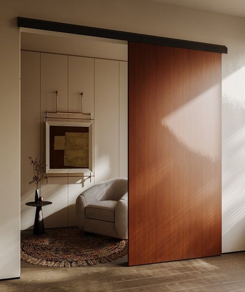 Cemux STARSHIP STANDARD sada kování pro posuvné dřevěné dveře 100kg bez tlumení černá