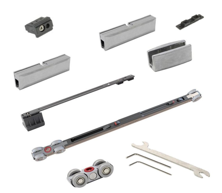 Cemux STARSHIP GLASS sada kování pro skleněné dveře 1 křídlo 80 kg s tlumením