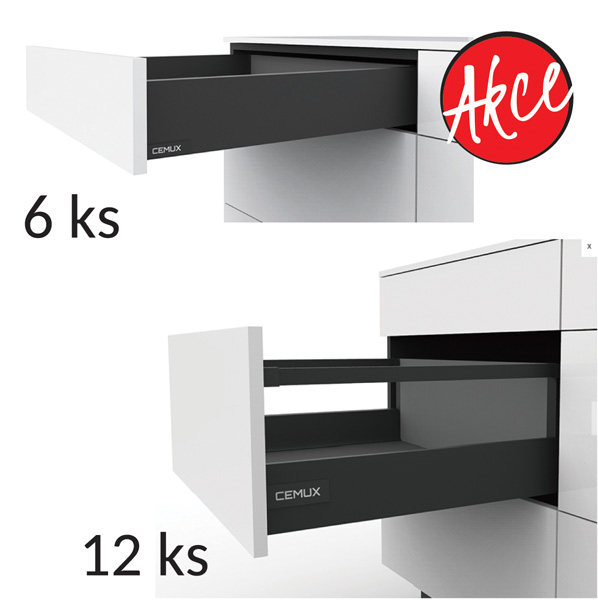 Cemux A Box sada zásuvek 6 x H84 + 12 x H199/500 mm antracit