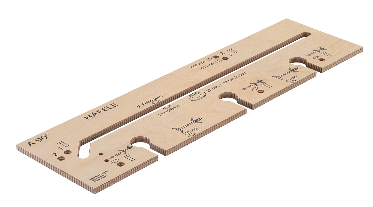 Häfele 002.13.508 frézovací šablona pro montáž spoje pracovní desky