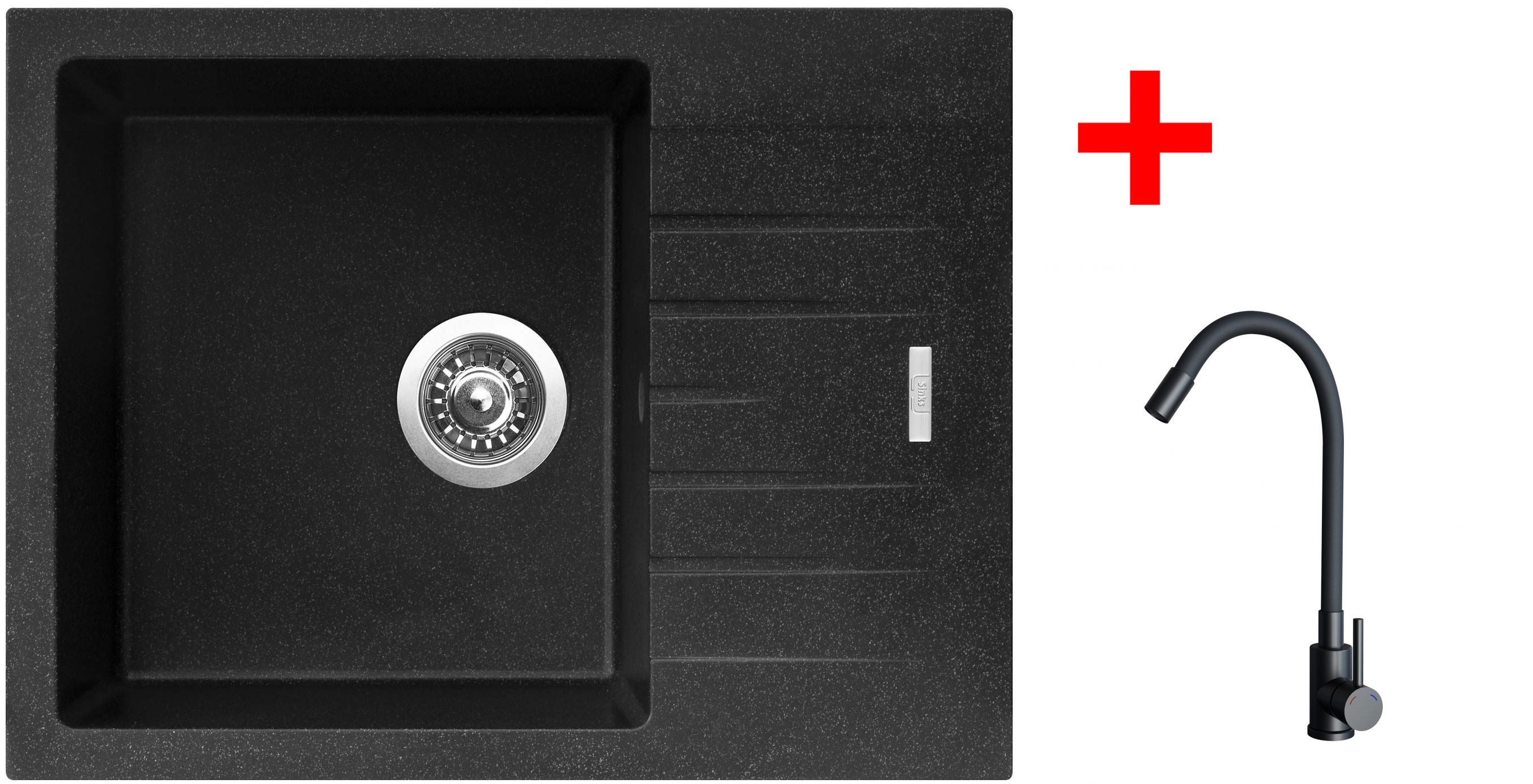 Set Sinks PERFECTO 650 + baterie ELASTA černá matná