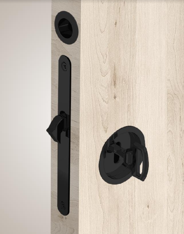 Zámek S - LOCK na klíč s kulatými mušlemi černý