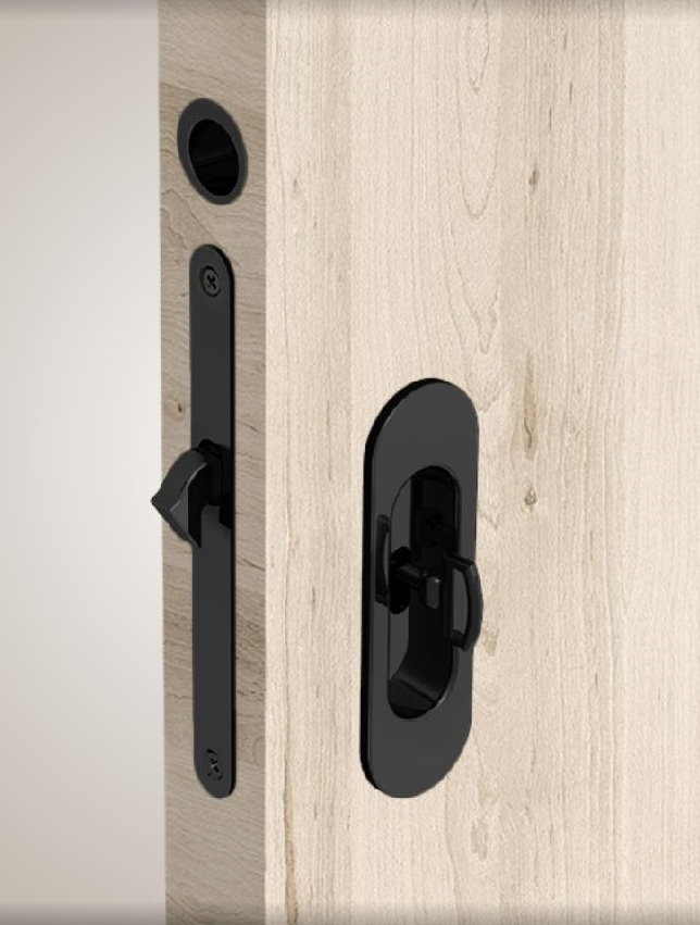 Zámek S - LOCK na klíč s oválnými mušlemi , Barva:Černá