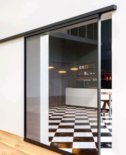 Cemux STARSHIP MINIMAL sada kování pro posuvné rámové dveře 100kg/2m tlumení 