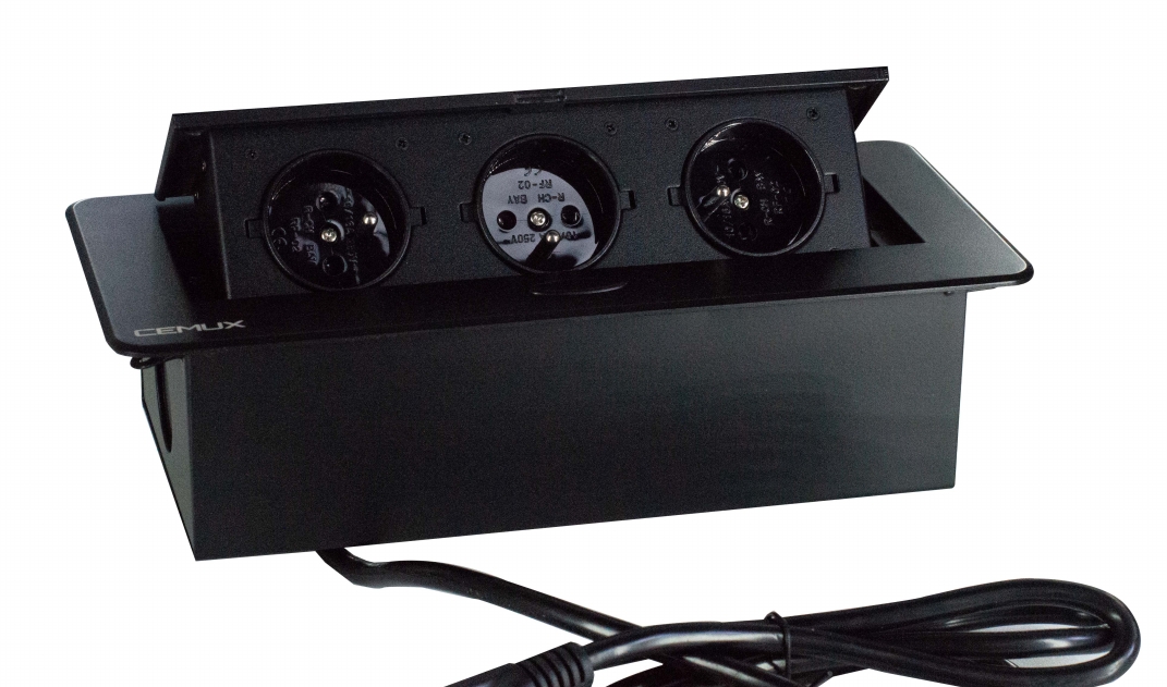 Výklopná zásuvka LIFTBOX 3x230V černá