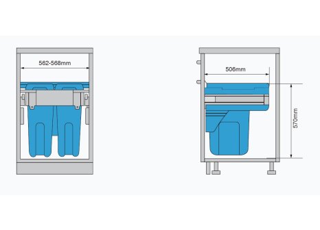 CEMUX Bins sorter + H Box Slim antracit 60/2 2 x 35L