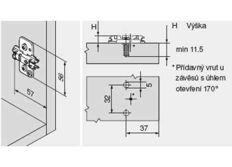 Blum 174H7100E podložka křížová excentr Expando 8,5mm