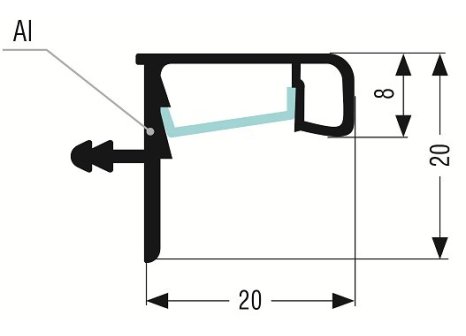 Úchytový profil LED pro horní skříňky 4 m bílá lesk
