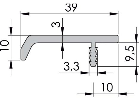 Narážecí úchytová lišta UKS-10 RAL barva