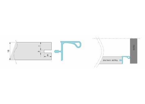 Profil úchytový pro horní skříňky RAL 4 m