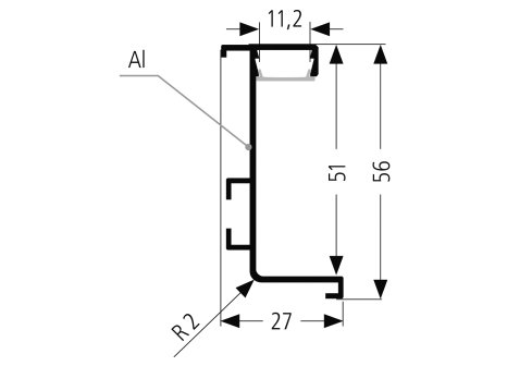 profil LED pro bezúchytkové dveře - J - 2050mm nerez broušený