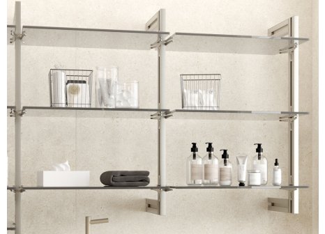 ZERO sada držáků pro skleněnou polici kamenná šedá