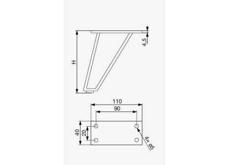 Nábytková noha drátěná GS46 černý mat výška 170 mm