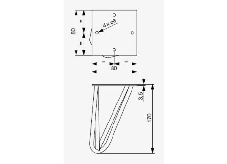 Nábytková noha drátěná GS44 černý mat výška 170 mm