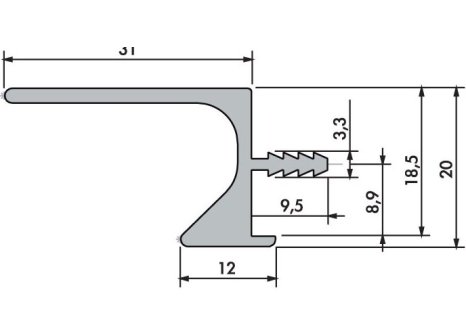 Narážecí úchytková lišta UKS-5 imitace nerezi INOX