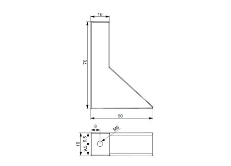 Podpěra šatní tyče hranatá pod polici antacit