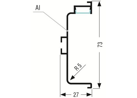 LED profil pro bezúchytkové dveře C - délka 4100 mm RAL