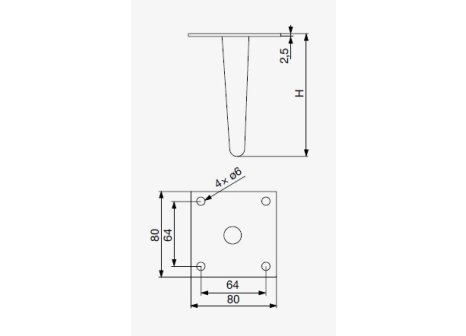 Nábytková noha drátěná GS53 černý mat výška 170 mm