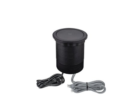 Design Light MULTI BOX výsuvná zásuvka 4x230V, 2xUSB A/C+ 2x RJ45,indukce,černá