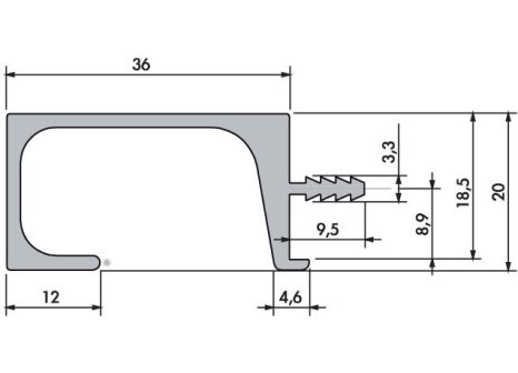 Narážecí úchytová lišta UKS-7 -RAL 9005 černá