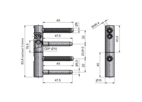 Závěs dveřní TRIO 15 bílý zinek