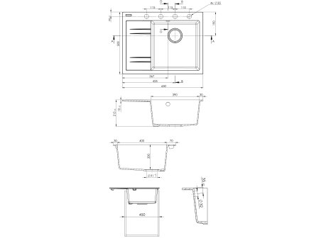 Sinks RIM 650 P Granblack + POLO granblack