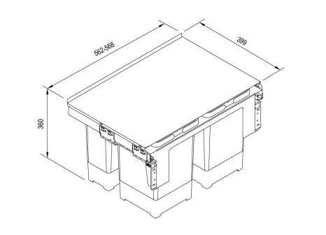 Odpadkový koš FRANKE Sorter Garbo 60-4, 2x 8 l +2x 12 l