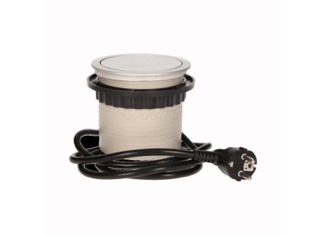 ORNO zásuvka elektro stolová výsuvná nízká 100mm- 3x zásuvka + 2x USB + kabel nerez