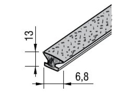 Kartáč těsnící s lepidlem 6,7 x 13 mm šedý