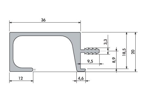 Narážecí úchytková lišta UKS-7 imitace nerezi INOX
