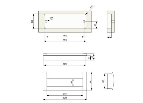 Úchytka Katka zápustná imitace nerezi