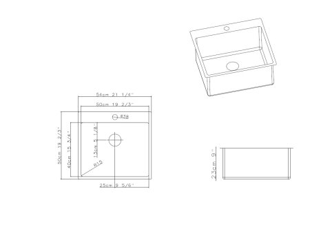 Sinks BLOCKER 550 V 1 mm kartáčovaný