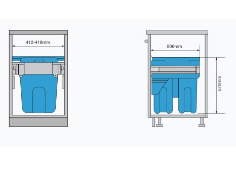 CEMUX Bins sorter + H Box Slim antracit 45/2 2 x 27L
