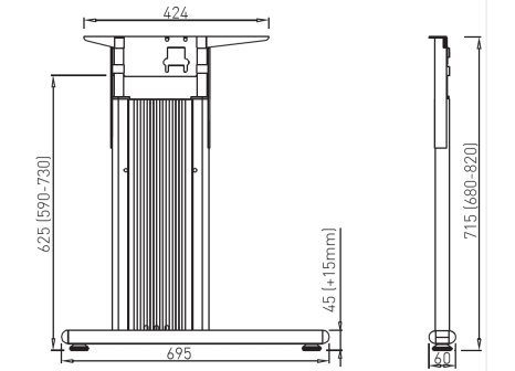 VOGA podnož DESK BAR COMO C 700 HV výškově stavitelná