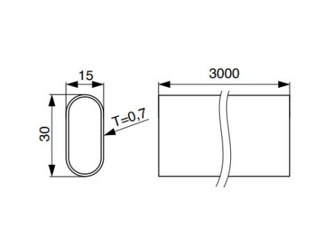 Šatní tyč ovál 3m černá