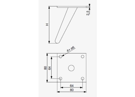 Nábytková noha drátěná GS52 černý mat výška 170 mm